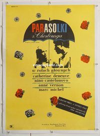 p276 UMBRELLAS OF CHERBOURG linen Polish movie poster '64 Rapnicki art!