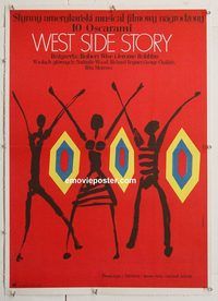 p277 WEST SIDE STORY linen Polish 23x33 1973 Academy Award winning musical, great Stachurski art!