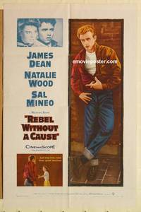 p525b REBEL WITHOUT A CAUSE one-sheet movie poster R57 1st James Dean!