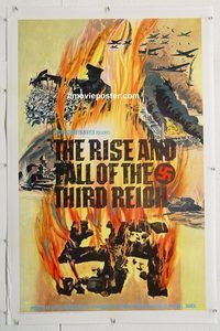 p532 RISE & FALL OF THE 3RD REICH linen one-sheet movie poster '68 WWII!