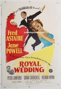 p535 ROYAL WEDDING linen one-sheet movie poster '51 Astaire, Jane Powell