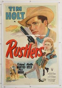 p536 RUSTLERS linen one-sheet movie poster '48 Tim Holt, western