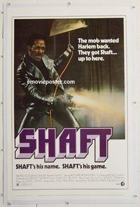 p542 SHAFT linen one-sheet movie poster '71 Richard Roundtree classic!