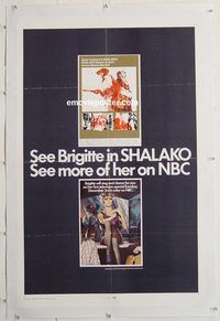 p543 SHALAKO rare linen one-sheet movie poster '68 Bardot in movies & TV!