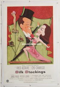 p548 SILK STOCKINGS linen one-sheet movie poster '57 Astaire, Kapralik art!