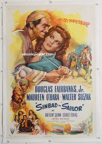 p551 SINBAD THE SAILOR linen one-sheet movie poster '46 Fairbanks Jr