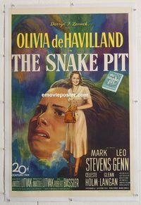 p553 SNAKE PIT linen one-sheet movie poster '49 Olivia de Havilland