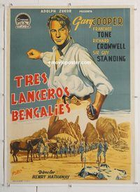 p267 LIVES OF A BENGAL LANCER linen Spanish movie poster '35 Cooper