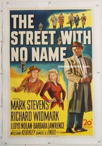 p564 STREET WITH NO NAME linen one-sheet movie poster '48 Richard Widmark