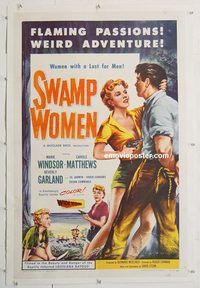 p570 SWAMP WOMEN linen one-sheet movie poster '55 Marie Windsor, Garland