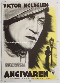 p180 INFORMER linen Swedish movie poster '35 John Ford classic!