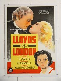 p182 LLOYD'S OF LONDON linen Swedish movie poster '36 Rohmann artwork!