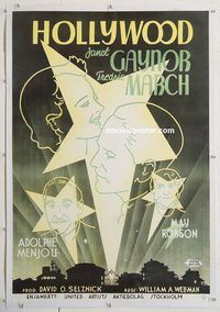 p192 STAR IS BORN linen Swedish movie poster '37 Gaynor, March