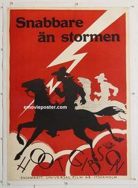 p196 SNABBARE AN STORMEN linen Swedish movie poster '20s cool!