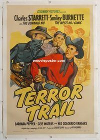 p577 TERROR TRAIL linen one-sheet movie poster '46 Charles Starrett