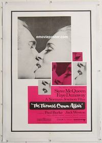 p578 THOMAS CROWN AFFAIR linen one-sheet movie poster '68 Steve McQueen