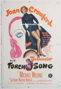 p587 TORCH SONG linen one-sheet movie poster '53 Joan Crawford, Wilding