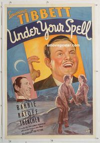 p597 UNDER YOUR SPELL linen one-sheet movie poster '36 Laurence Tibbett