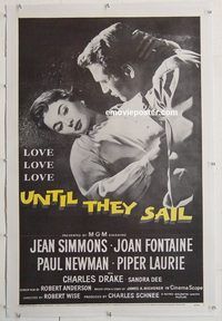 p601 UNTIL THEY SAIL linen one-sheet movie poster '57 Paul Newman, Simmons