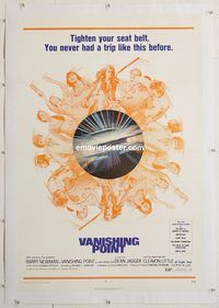 p604 VANISHING POINT linen one-sheet movie poster '71 car chase classic!