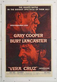 p605 VERA CRUZ linen one-sheet movie poster '55 Gary Cooper, Burt Lancaster