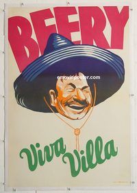 p609 VIVA VILLA linen Leader Press one-sheet movie poster '34 Wallace Beery