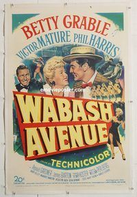 p610 WABASH AVENUE linen one-sheet movie poster '50 Betty Grable, Mature