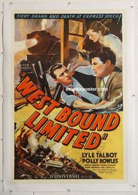 p616 WESTBOUND LIMITED linen one-sheet movie poster '37 Talbot, Trains!