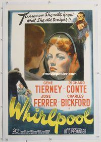 p617 WHIRLPOOL linen one-sheet movie poster '50 pretty Gene Tierney!