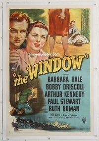 p623 WINDOW linen one-sheet movie poster '49 film noir, Hale, Driscoll