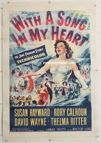 p624 WITH A SONG IN MY HEART linen one-sheet movie poster '52 Susan Hayward