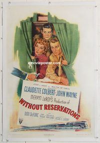 p625 WITHOUT RESERVATIONS linen one-sheet movie poster '46 John Wayne