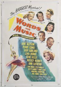 p628 WORDS & MUSIC linen one-sheet movie poster '49 Garland & all-stars!