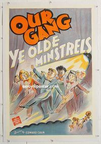 p629 YE OLDE MINSTRELS linen one-sheet movie poster '41 Spanky, Our Gang!