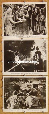 u901 VALLEY OF THE DRAGONS 3 8x10 movie stills '61 cool dinosaurs!