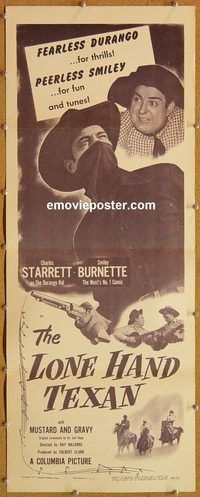 a108 LONE HAND TEXAN insert movie poster '47 Charles Starrett