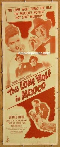 a109 LONE WOLF IN MEXICO insert movie poster '47 Gerald Mohr mystery!