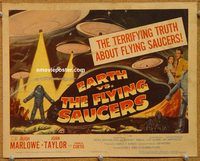 a256 EARTH VS THE FLYING SAUCERS title lobby card '56 sci-fi classic!