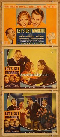 b341 LET'S GET MARRIED 3 movie lobby cards '37 Ida Lupino, Connolly