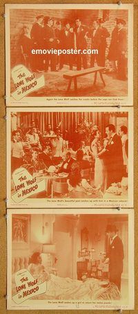 b347 LONE WOLF IN MEXICO 3 movie lobby cards '47 Gerald Mohr mystery!