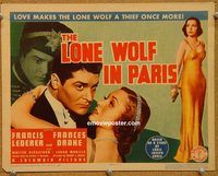 a310 LONE WOLF IN PARIS title lobby card '38 Francis Lederer, Drake