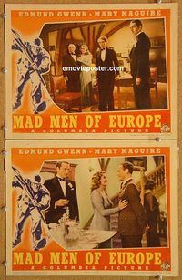 b422 MAD MEN OF EUROPE 2 movie lobby cards '40 early WWII propaganda!