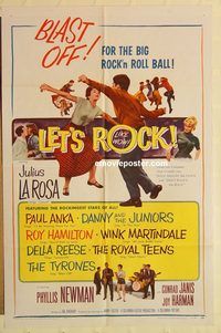 a768 LET'S ROCK one-sheet movie poster '58 Paul Anka, rock 'n' roll!