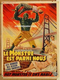 d144 CREATURE WALKS AMONG US Belgian movie poster '56 monster art!