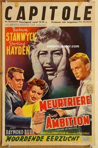 d145 CRIME OF PASSION Belgian movie poster '57 Barbara Stanwyck