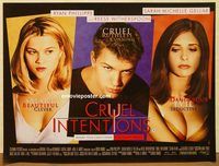 d391 CRUEL INTENTIONS British quad movie poster '99 Gellar, Phillippe