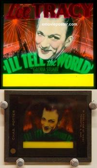 g086 I'LL TELL THE WORLD movie glass lantern slide '34 Lee Tracy