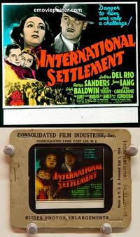 g100 INTERNATIONAL SETTLEMENT movie glass lantern slide '38 del Rio