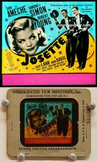 g122 JOSETTE movie glass lantern slide '38 Simone Simon, Don Ameche