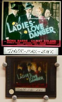 g157 LADIES LOVE DANGER movie glass lantern slide '35 Mona Barrie